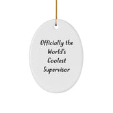 Officially The World's Coolest Supervisor Christmas Oval Ornament Gifts for Men from Friends - Image 1